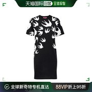 香港直邮McQ 女士黑色棉质白色燕子图案长款短袖连衣裙 395772-RL