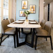 北欧大理石餐桌椅组合现代实木餐桌简约小户型，家用客厅长方形饭桌