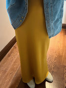 高腰半身裙女 2023春夏包臀裙修身显瘦中长裙黄色裙巨有垂感
