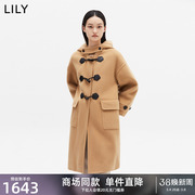 甄选lily女装全羊毛，学院风减龄，牛角扣大衣毛呢外套