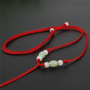 买一送一手工编织绳项链，红绳挂玉坠玉石平安扣脖子，挂绳红绳细款