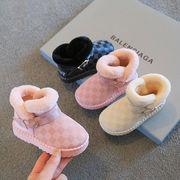 婴尚儿时童靴绒新棉宝宝，靴地款厚男季皮加靴，童女暖儿保加鞋棉雪冬