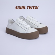 SGIRL TWTW小白鞋大头百搭系带休闲鞋美拉德复古减龄厚底板鞋