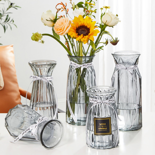 简约欧式创意玻璃花瓶，水养富贵竹绿植鲜花干花，插花瓶客厅装饰摆件