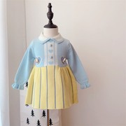 3岁女童可爱针织毛衣裙(毛衣裙，)韩版婴幼儿翻领，娃娃裙小童连衣裙秋冬洋气