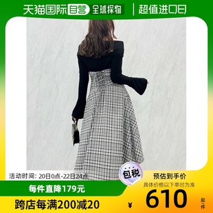日本直邮dazzlin 女士扭曲交叉拼接连衣裙 优雅成熟可爱 高腰设计