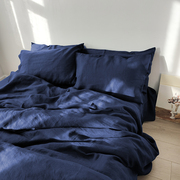 沉寂如海 / navy blue 天然汉麻纯色床单四件套床品 被套床笠枕套