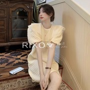 RIXO EXIT法式名媛小香风连衣裙高冷御姐风女韩版甜美宽松短裙子