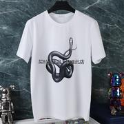 高端潮牌短袖T恤男3D蛇图案印花个性潮流夏季薄款冰丝凉感半截袖