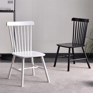 北欧实木餐椅家用现代简约轻奢温莎椅咖啡厅桌椅，灰色白色黑色椅子