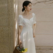 白色小礼服登记领证小白裙夏季平时可穿连衣裙，结婚拍照轻奢高级感
