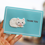 日系毛绒猫咪感谢节日卡通，贺卡母亲节送妈妈，礼物心意祝福万用卡片