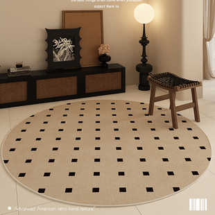 复古风高级感客厅地毯加厚卧室圆形地垫防水可擦茶几坐垫子可定制