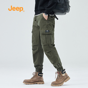jeep吉普美式复古工装裤男士，春季宽松束脚哈伦，裤痞帅休闲长裤子男