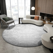 圆形地毯高级感北欧轻奢纯色客厅卧室，黑白灰绿粉色短毛耐脏可水洗