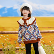 女童秋冬季毛衣休闲时尚娃娃领儿童毛线衣长袖韩版套头衫童装