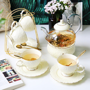 英式下午茶茶具欧式花茶茶具，花茶杯套装，陶瓷玻璃煮水果蜡烛