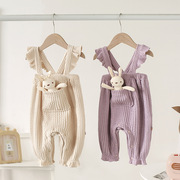 1-2周岁婴儿背带哈衣秋装，衣服女宝宝，6个月连体衣长裤吊带爬服春秋