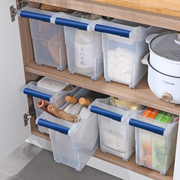 厨房收纳筐家用带滑轮收纳盒，透明塑料橱柜，窄长型抽拉整理箱储物盒