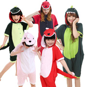 夏季儿童动物表演恐龙小怪兽，卡通短袖连体睡衣纯棉亲子舞蹈演出服