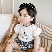 韩版童装婴儿衣服夏装女宝宝，洋气短袖t恤上衣，薄款花苞裤两件套装