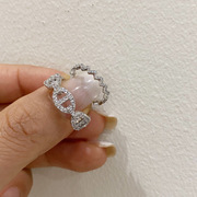 韩国水钻马蹄猪鼻子戒指女食指时尚个性小众设计高级感ins简约风