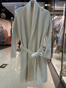 米白色简约女款保暖舒适冬季睡袍薄款浴袍