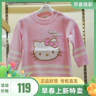 Hello Kitty国内童装女童毛衣裙儿童中长款套头羊毛衫