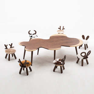 北欧儿童房学习手工玩具桌，幼儿园宝宝游戏实木桌椅组合绘本馆社区