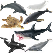 软胶鱼仿真海洋动物模型生物大鲨鱼蓝鲸海龟巨齿鲨搪胶小黄鸭玩具