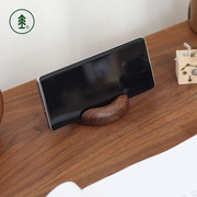 三思工房 甜甜圈手机支架 木质简约办公室桌面懒人手机架 胡桃木