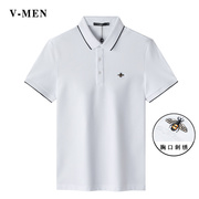 vmen威曼2021短袖polo衫刺绣，商务修身免烫男士休闲上衣v021p011