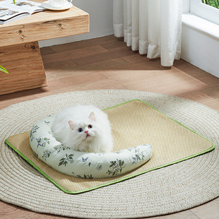 猫窝夏天凉席降温用冰垫网红公主猫咪床，沙发四季通用狗窝宠物用品