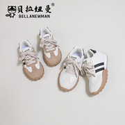 儿童复古运动鞋2024春秋韩版女童旅游鞋潮男童反绒皮阿甘鞋