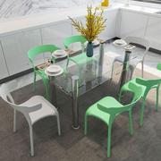 现代简易钢化玻璃餐桌椅经济型长方形正方形玻璃桌子家用双层