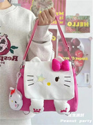 日系卡通凯蒂猫单肩包包女2024KT猫咪玩偶帆布斜挎包双肩包