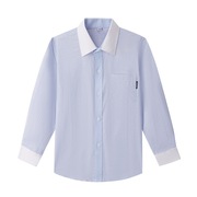 儿童中小学生校服衬衫长袖春秋款，英伦学院风男童蓝白条纹衬衣纯棉