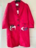 莎系列大红色两粒扣长款羊，毛呢外套西装翻领式，大衣品牌折扣女装