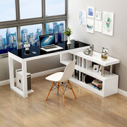 转角书桌书架一体桌书柜，电脑台式桌子，写字家用角落电脑桌简约卧室