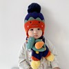 宝宝帽子围巾两件套2023秋冬季婴儿毛线帽男宝套头帽女宝针织