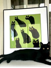 ins海报风黑猫趣味小众艺术简约高档级感卡通客餐厅装饰摆壁挂画