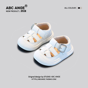 ABC ANDE 女宝宝凉鞋夏季婴儿防滑学步鞋0-2岁婴幼儿包头罗马鞋