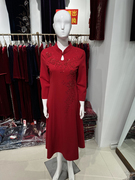 喜妈妈婚礼红装新中式改良版旗袍裙中长款连衣裙喜婆婆婚礼礼服裙