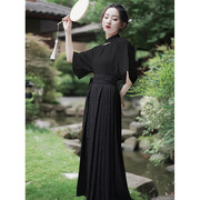新中式国风复古黑色马面裙改良版汉服2024年春季国潮衬衫套装