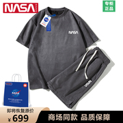 NASA短袖t恤男士2024夏季潮牌潮流薄款宽松冰丝一套搭配套装