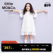 little moco童装夏装女童短袖连衣裙刺绣娃娃裙公主裙儿童裙子