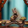 仿古纯铜复古包浆玉兔如意铜器工艺品铜生肖兔家居办公室装饰摆件