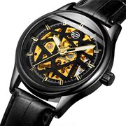 香港富西尼品牌手表商务男士，手动机械表镂空透底男表休闲皮带腕表