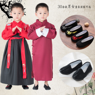 老北京儿童布鞋黑色元口中国风老头鞋汉服男童鞋，古装民族风演出鞋