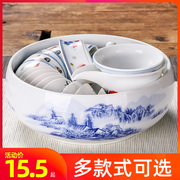 陶瓷水盂茶洗日式禅意家用大号特大笔洗带盖茶道配件水洗功夫茶具